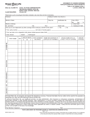 Local 183 Statement Of Covered Expenses Form Fill Out And Sign 