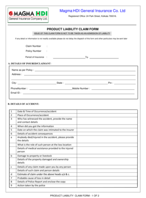 Magma Hdi Motor Claim Form Fill Online Printable Fillable Blank 