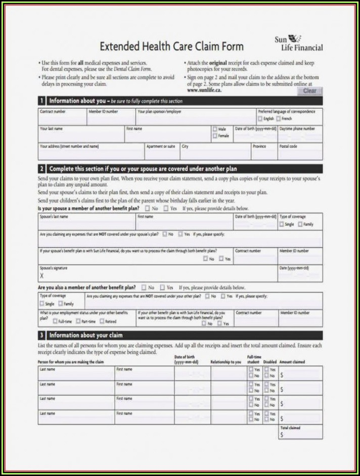 Manitoba Blue Cross Extended Health Care Claim Form Form Resume 