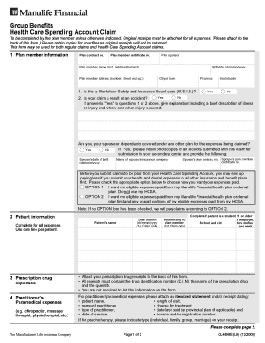 Manulife Financial Extended Health Care Claim Health Insurance 