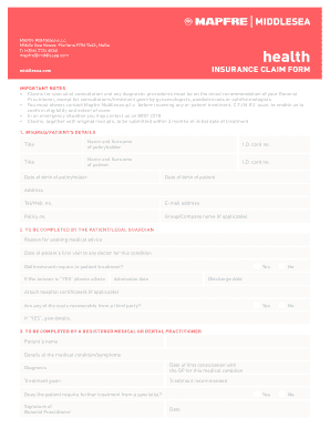 Mapfre Middlesea Health Claim Form Pdf Fill Online Printable