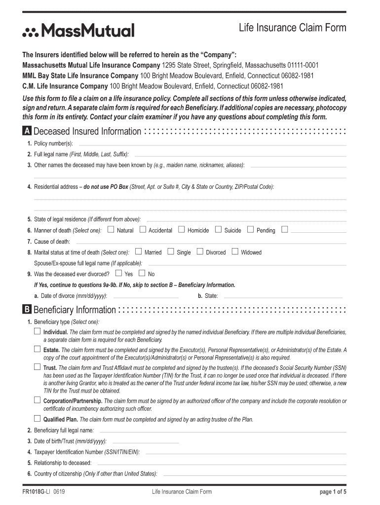 Massmutual Life Insurance Claim Form Fill Online Printable Fillable