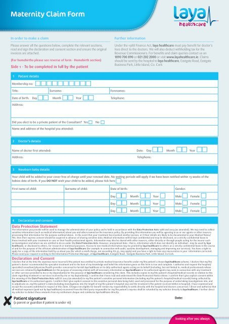 Maternity Claim Form Laya Healthcare