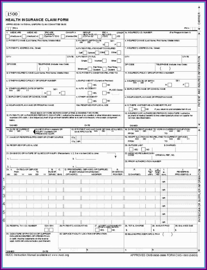 Medicaid Claim Form 1500 Form Resume Examples