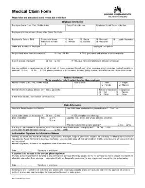 Medical Claim Form ROC Draft 01 22 03 Kaiser Permanente 2020 2022 