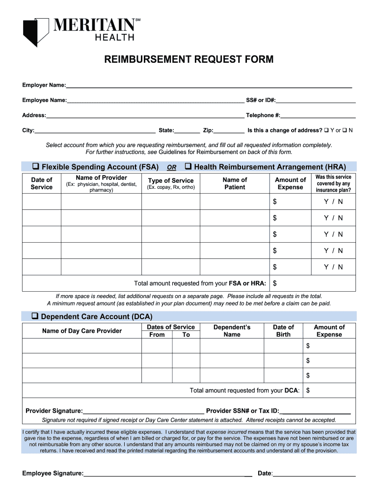 Meritain Health Reimbursement Fill Online Printable Fillable Blank 