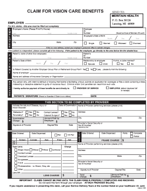 Meritain Vision Claim Form Fill Online Printable Fillable Blank 