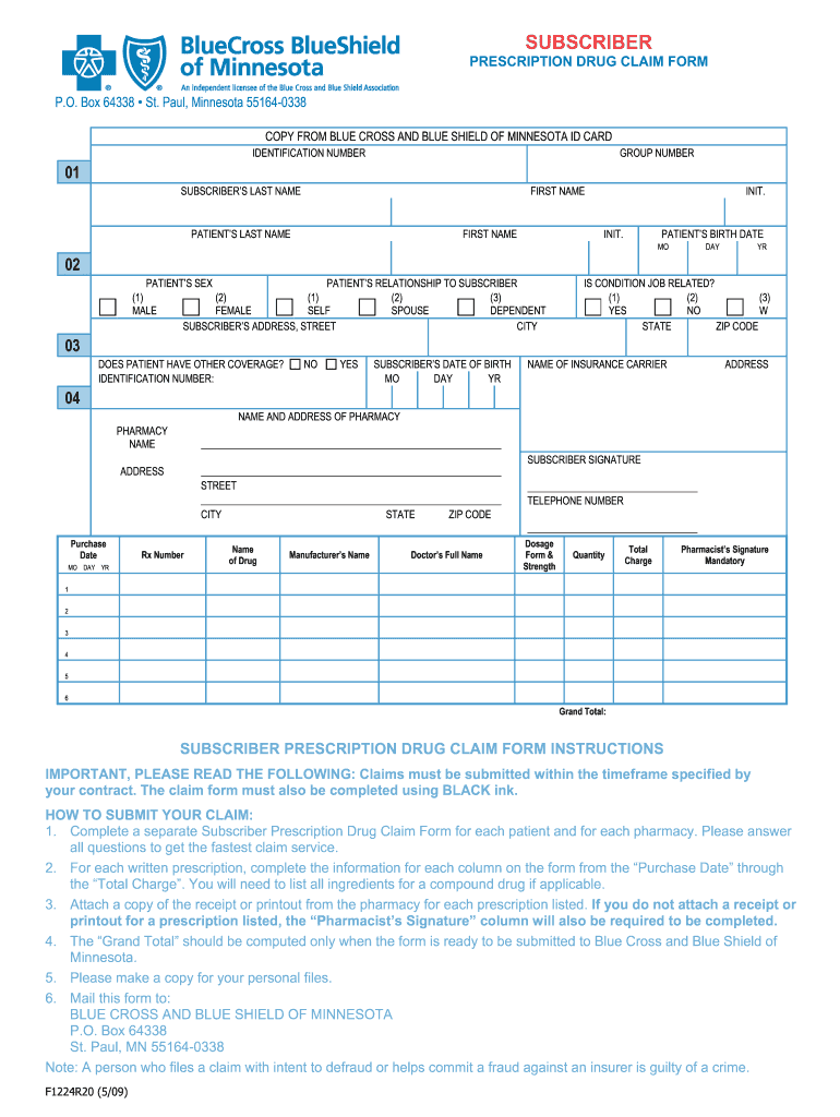 Mn Bcbs Claim Form Fill Online Printable Fillable Blank PdfFiller