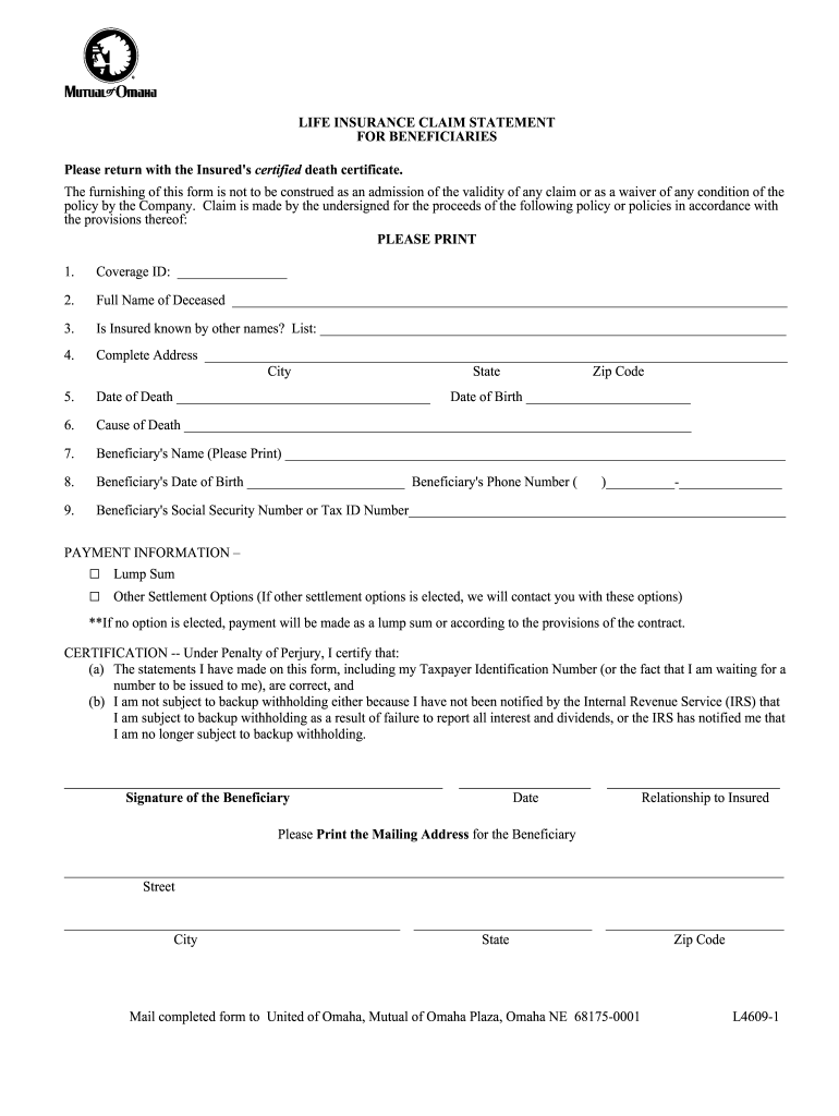 Mutual Of Omaha Death Claim Form Fill Out And Sign Printable PDF 