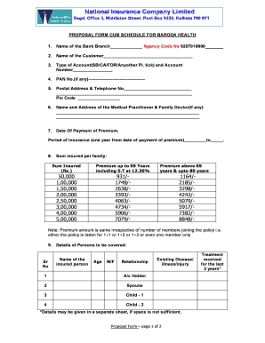 National Insurance Proposal Form Download Fill Online Printable 