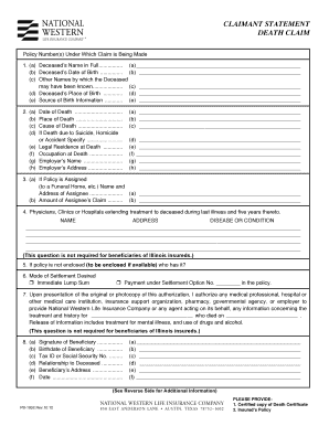 National Western Life Insurance Claim Form Fill Online Printable