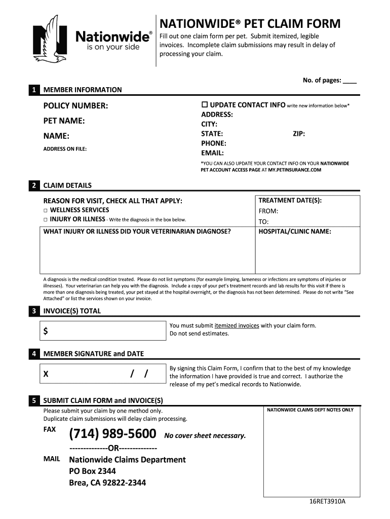 Nationwide Pet Insurance Login Form Fill Out And Sign Printable PDF 