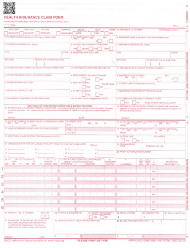 New CMS 1500 Insurance Claim Forms HCFA Version 02 12 1 CASE 2500 