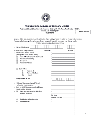 New India Assurance Car Claim Form Pdf Fill And Sign Printable 
