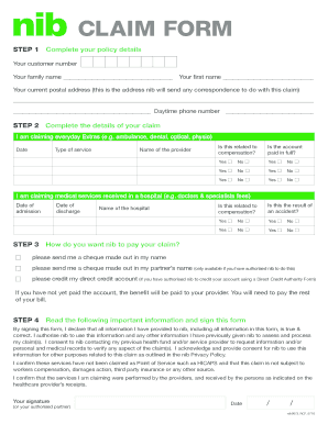 Nib Claim Form Fill Out And Sign Printable PDF Template SignNow