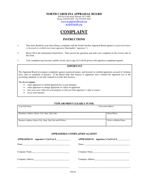 North Carolina Complaint Download Fillable PDF Templateroller