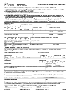 Ohip Out Of Province Claim Submission Form Fill And Sign Printable