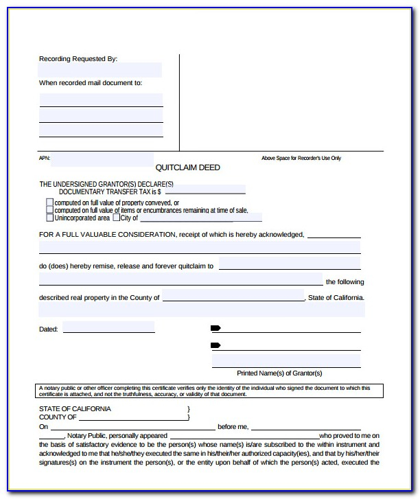 Orange County Fl Quit Claim Deed Form