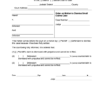 Order On Motion To Dismiss Small Claims Case Form Justice Court Of