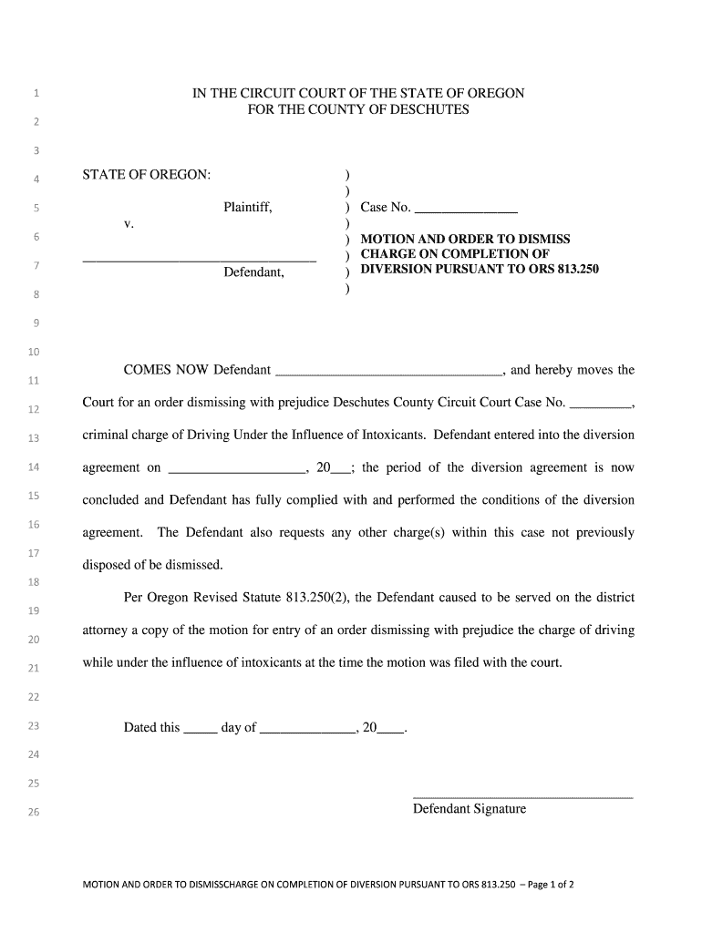 Oregon Motion To Dismiss Form Fill Out And Sign Printable PDF 