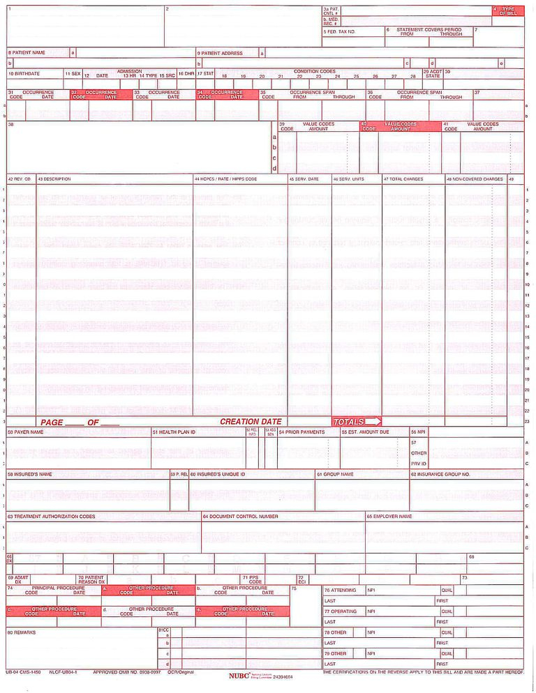 Overview Of The UB 04 Billing Claim Form