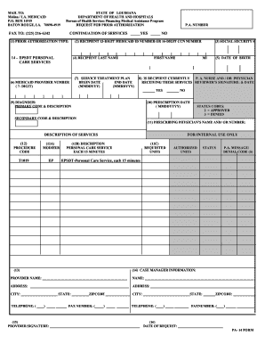 PA 14 Form Louisiana Medicaid Fill And Sign Printable Template Online