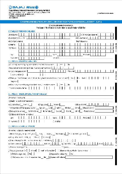  PDF Bajaj Allianz Health Insurance Claim Form PDF Download In English 