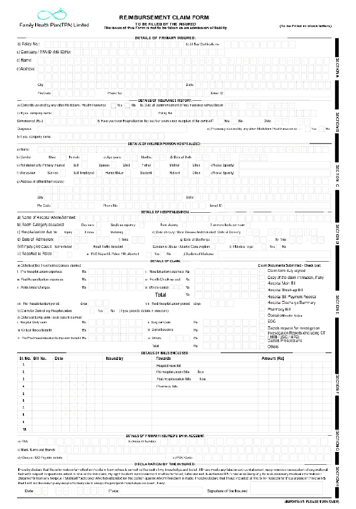  PDF Family Health Plan TPA Limited FHPL Claim Form PDF Download 