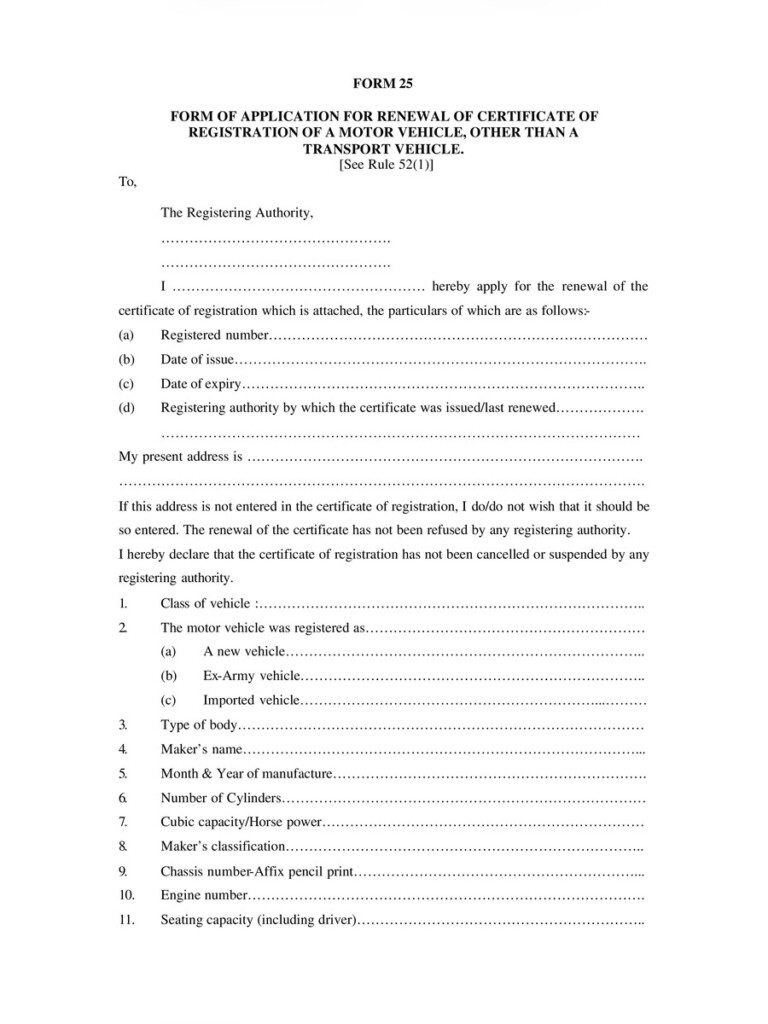  PDF Form 25 RTO PDF Download InstaPDF