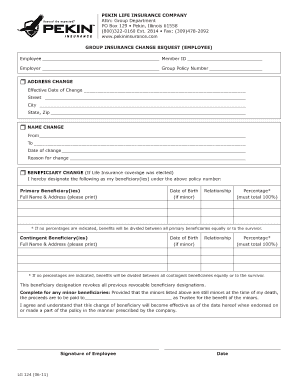 Pekin Life Insurance Change Of Beneficiary Form Fill Online