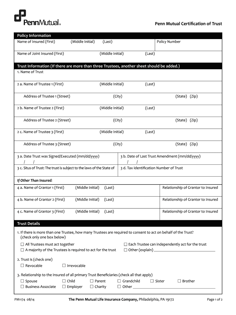 Penn Mutual Life Insurance Death Claim Form 0057