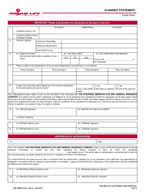 Philam Life Death Claim Form Fill Online Printable Fillable Blank