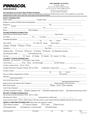 Pinnacol Assurance First Report Of Injury Fill Out And Sign Printable