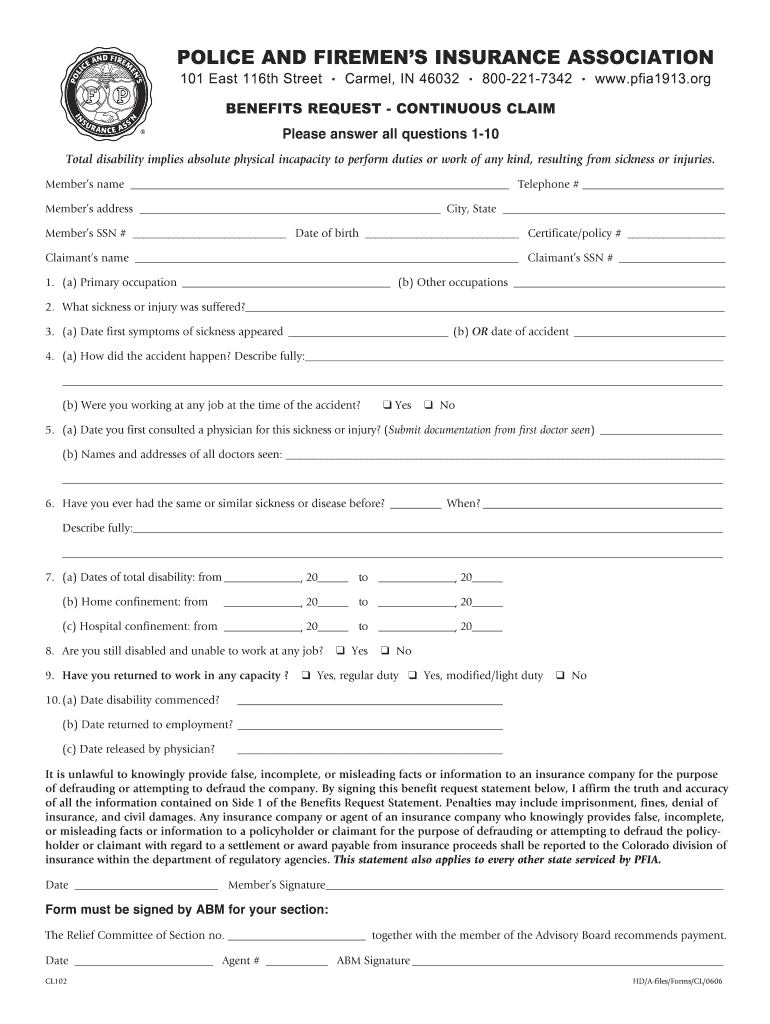 Police And Fire Insurance Claim Form Fill Online Printable Fillable