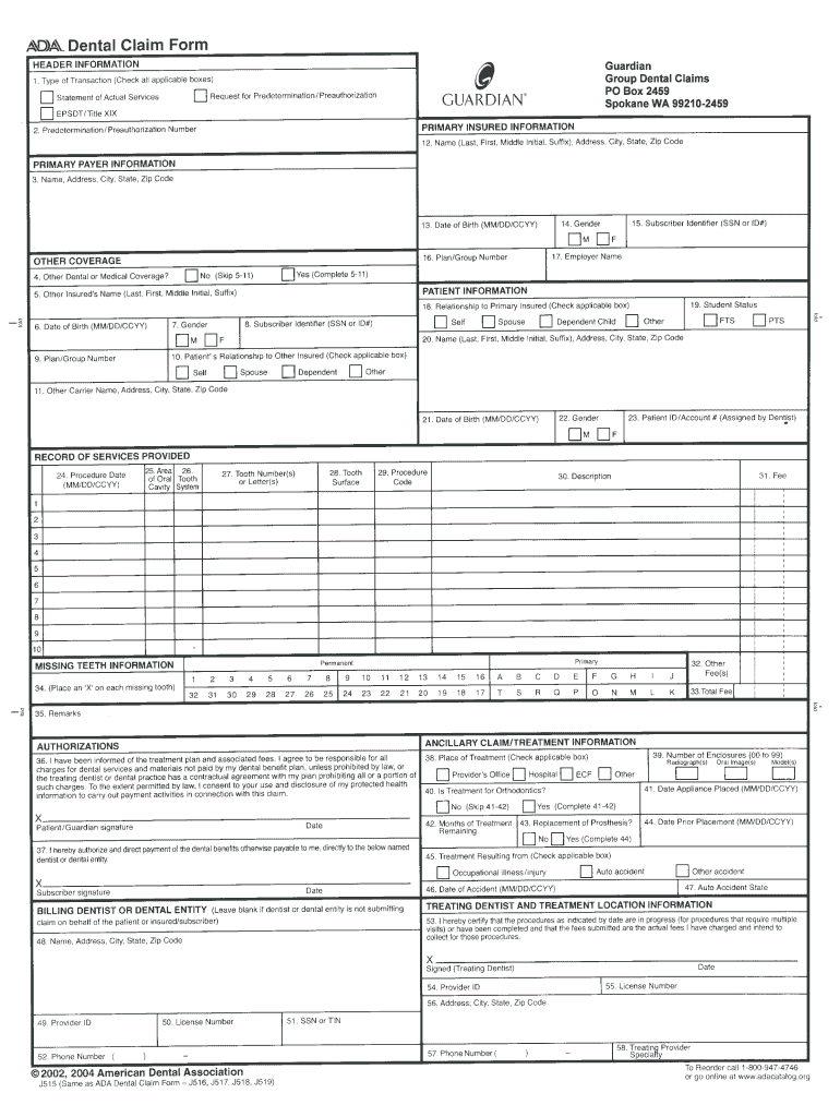 Printable Ada Claim Form 2021 Printable World Holiday