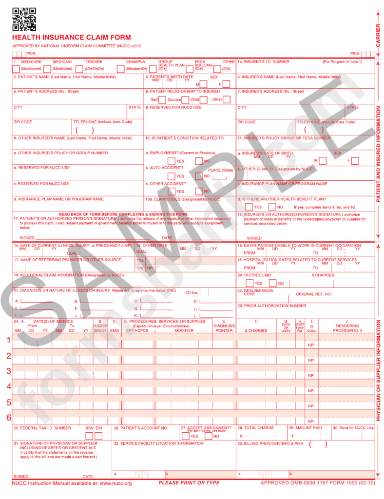 Printable Cms 1500 Form Avera Health Printable Forms Free Online