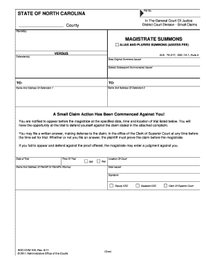 Printable Court Forms Civil Summons North Carolina 2020 2022 Fill And 