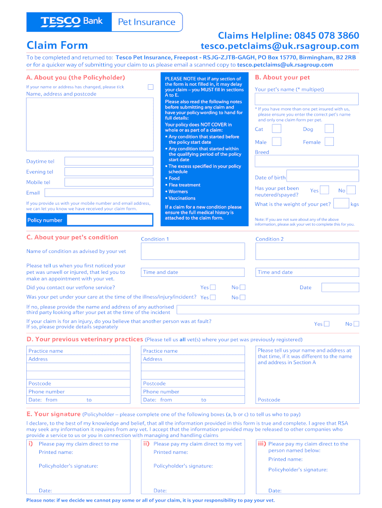 Printable Nationwide Pet Insurance Claim Form Printable Form 2022