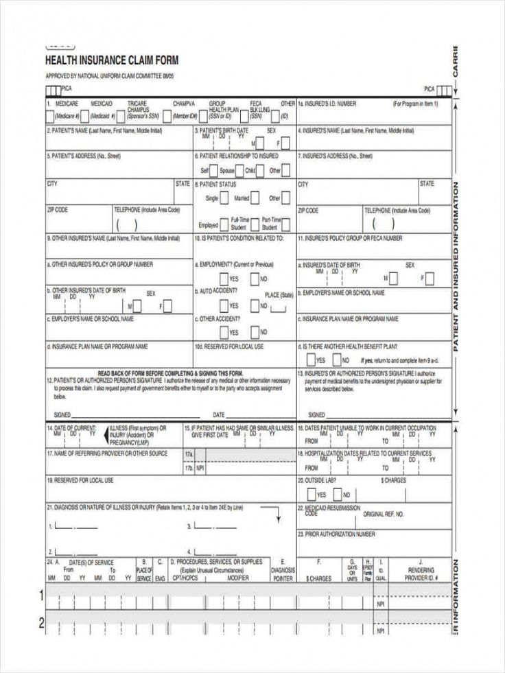 Professional Medical Claim Form Template Doc Sample In 2021 Medical 