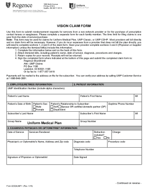 Regence Uniform Vision Claim Form Fill And Sign Printable Template Online