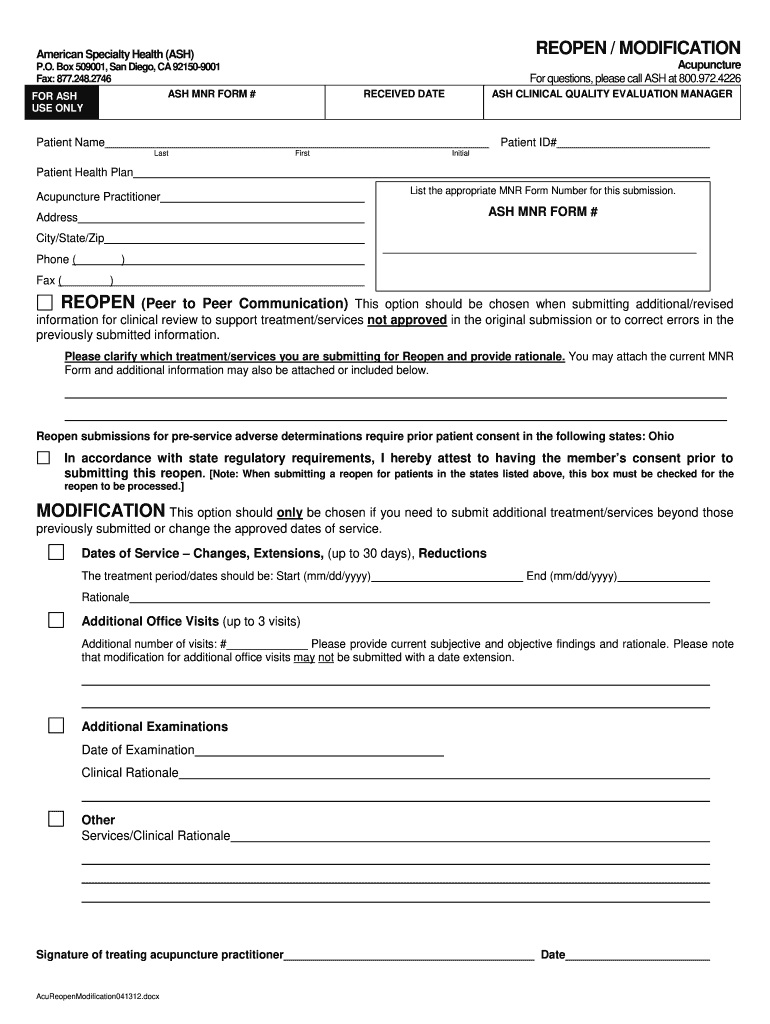 Reopen Modification Form Fill Out And Sign Printable PDF Template 