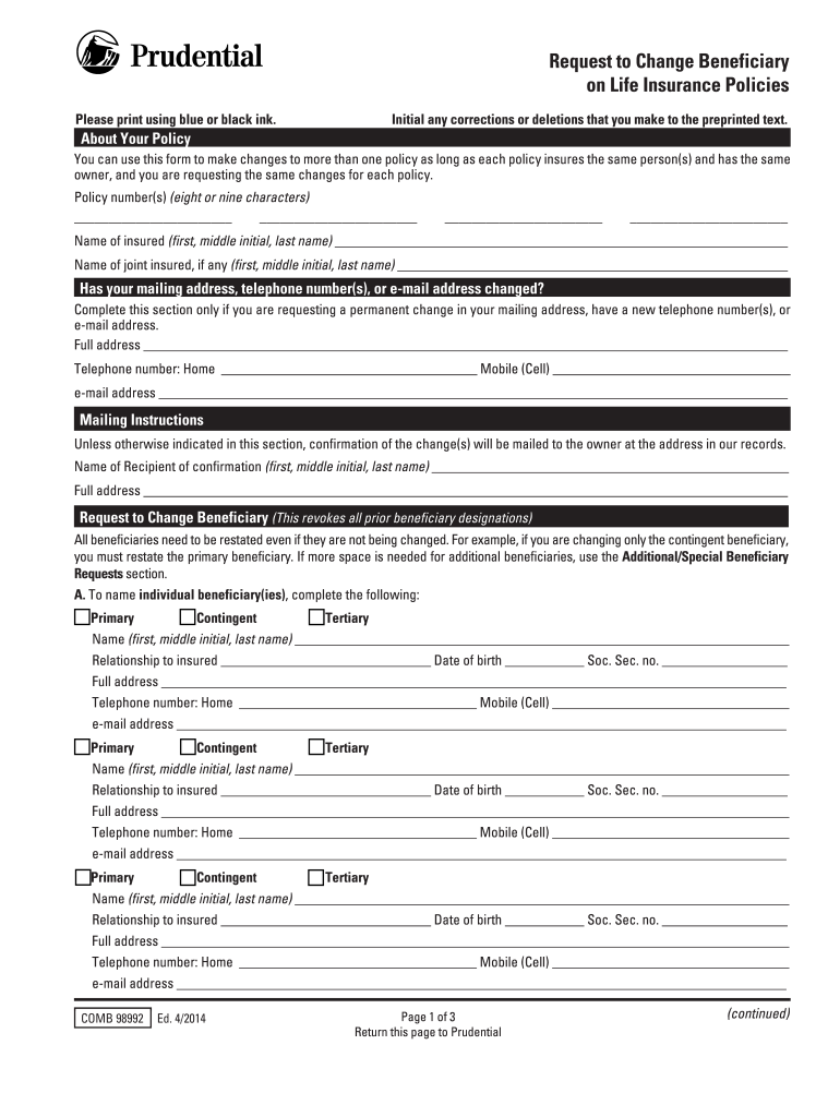 Request To Change Beneficiary Fill Out And Sign Printable PDF