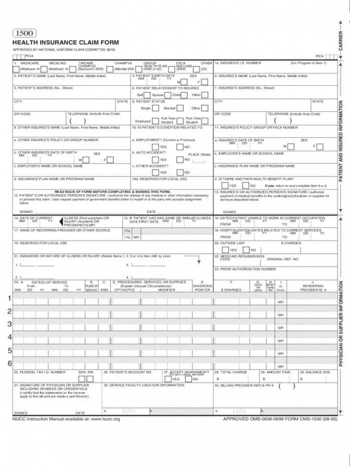 Sample Insurance Claim Form 3 Free Templates In Pdf Word Excel Medical 