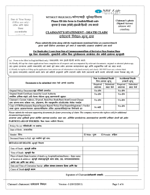 Sbi Life Insurance Claim Form Pdf Fill Online Printable Fillable 