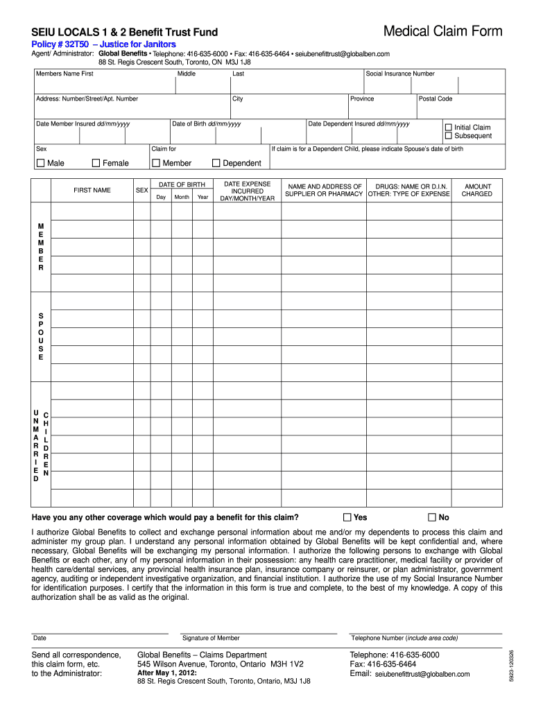 Seiu Local 1 2 Benefit Trust Fund Form Fill Out And Sign Printable 