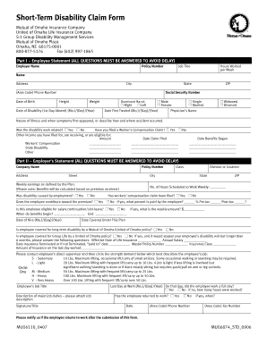 Short Term Disability Claim Form Template Fill And Sign Printable 