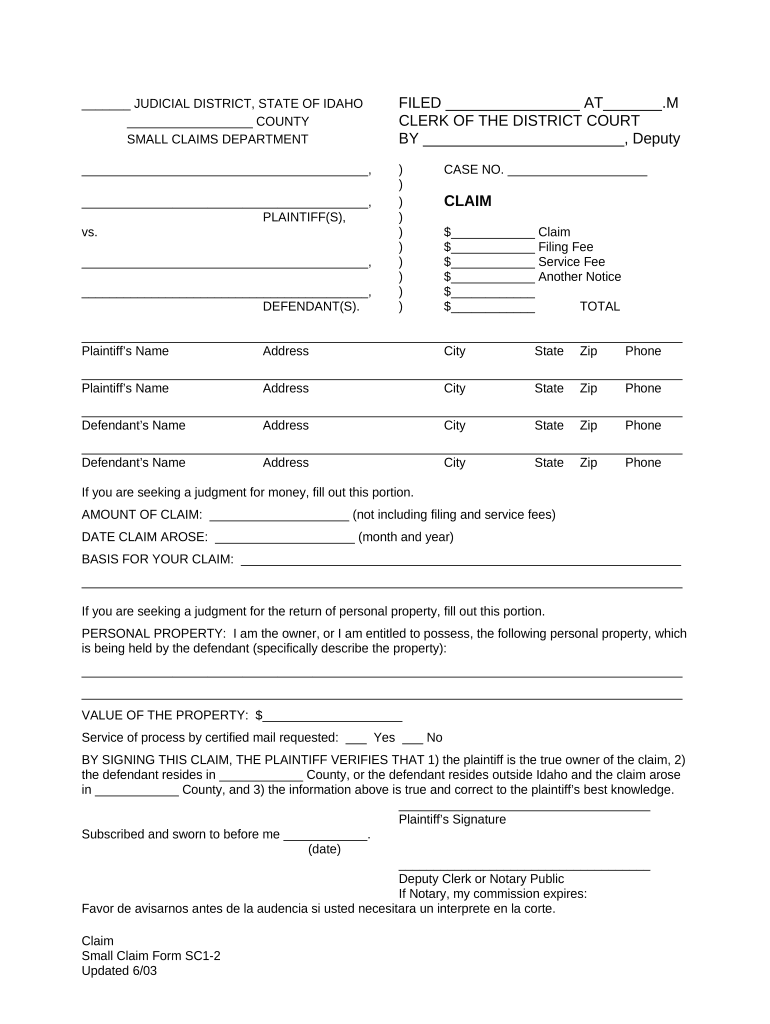 Small Claim Form Fill Out And Sign Printable PDF Template SignNow