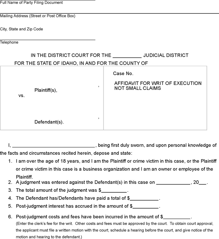 Small Claims Affidavit Form Illinois AffidavitForm