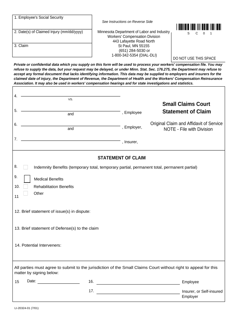 Small Claims Court Form Fill Out And Sign Printable PDF Template