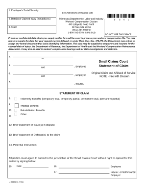 Small Claims Court Mn Doc Template PdfFiller